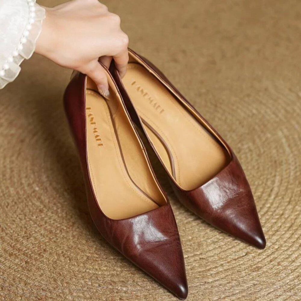 Riley River Anok Genuine Leather Heels in brown - Picture 3 of 5